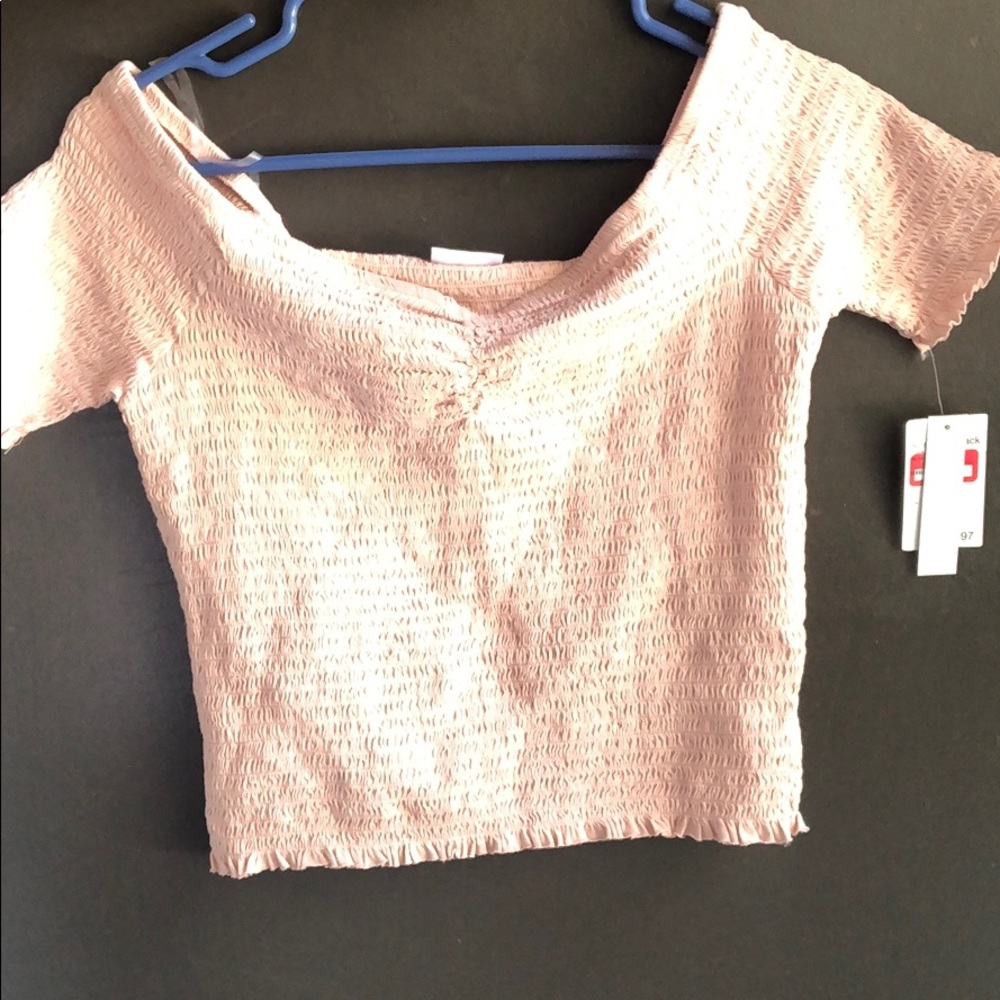 Pink abound off the shoulder top